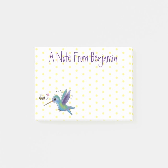 Post-it® Caricature de colibri d'abeille mignonne (Devant)