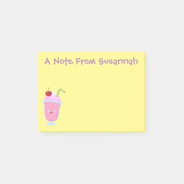 Post-it® Caricature de crème glacée de fraise mignonne (Devant)