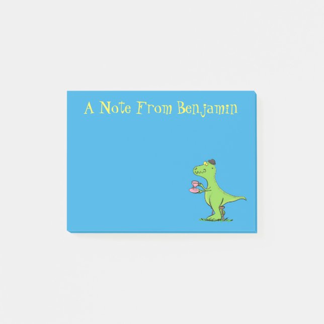 Post-it® Caricature de dinosaure vert t rex (Devant)