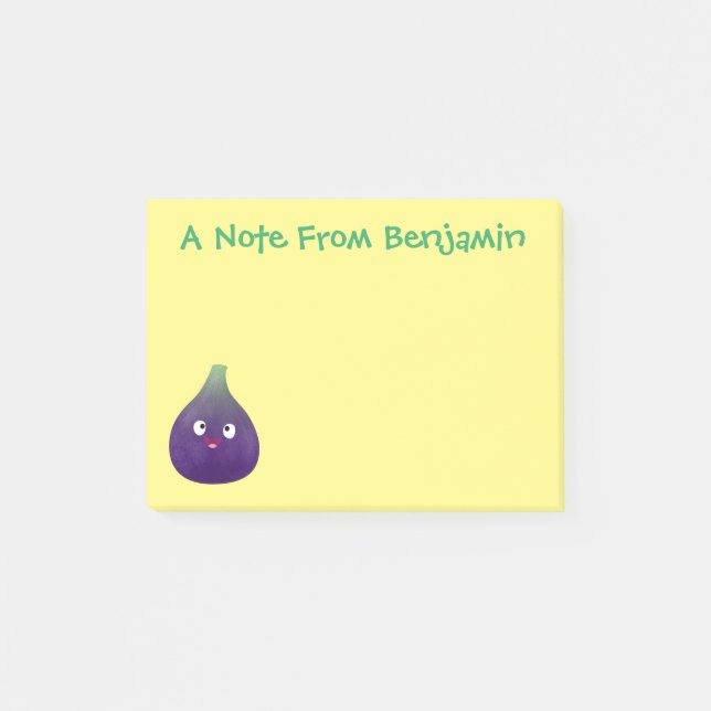 Post-it® Caricature de fruits mauve joyeux aux figues (Devant)