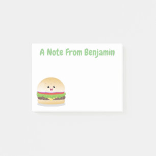 Post-it® Caricature de hamburger kawaii joyeux