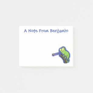 Post-it® Caricature de lézard de caméléon vert joyeux