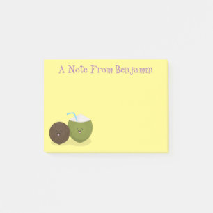 Post-it® Caricature de noix de coco kawaii joyeux