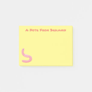 Post-it® Caricature de vers de terre rose joli
