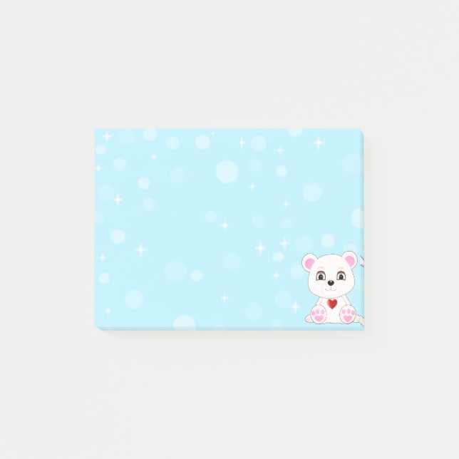 Post-it® Caricature d'ours polaire sur Sky Blue (Devant)