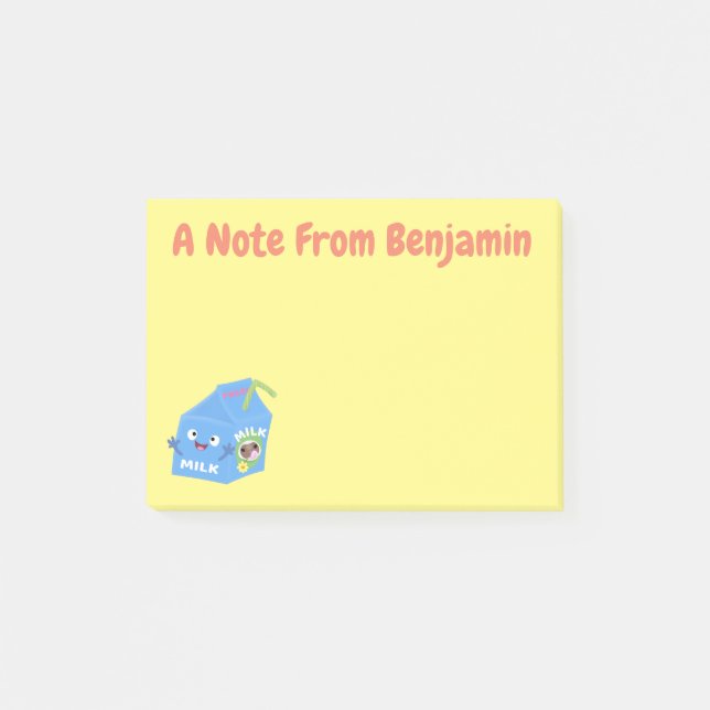 Post-it® Caricature en carton de lait joyeux (Devant)
