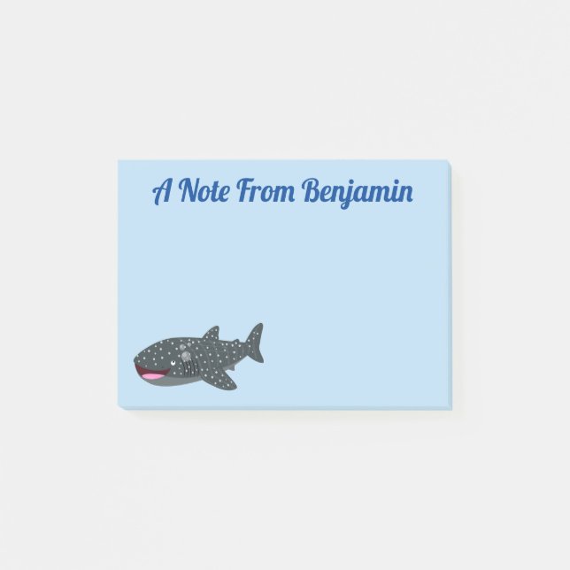 Post-it® Caricature joli requin baleine joyeux (Devant)