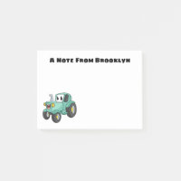 Caricature joli tracteur vert joyeux