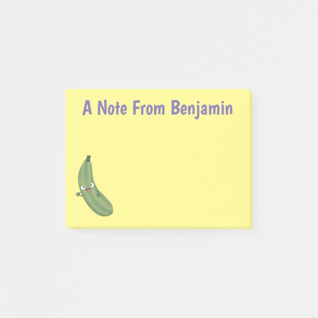 Post-it® Caricature joyeux de courgettes mignonnes (Devant)