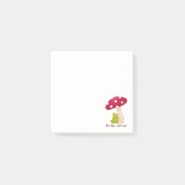 Post-it® Caricature mignonne grenouille assise et champigno (Devant)