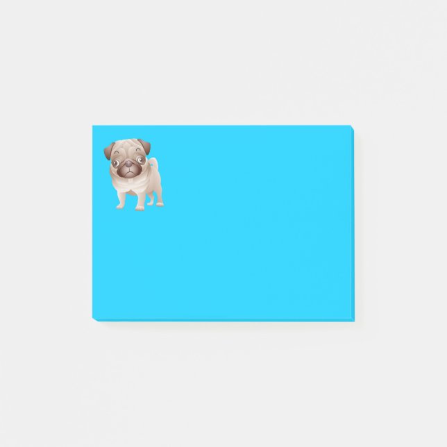 Post-it® Carlin Chien à chiots - Caricatures en bleu (Devant)