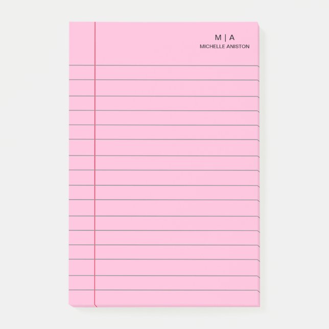 Post-it® Carnet de l'école à revêtement rose Monographie (Devant)