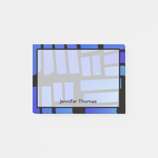 Post-it® Carreaux rectangulaires bleus personnalisés (Devant)