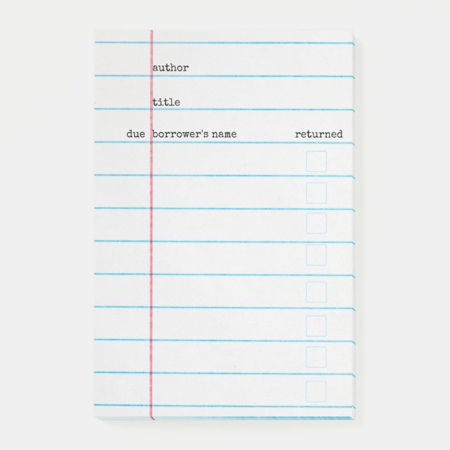 Post-it® Carte de bibliothèque Post-It (Devant)