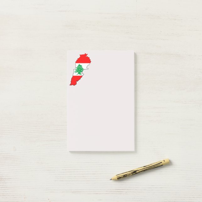 Post-it® Carte du Liban avec drapeau (Sur un bureau)