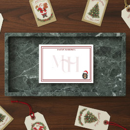 Post-it® Carte Monogramme vacances Dachshund Santa Hat