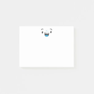 Post-it® Cartes de notes de visage Kawaii souriant bleu