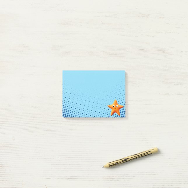 Post-it® Carton mignon Starfish Blue Ocean (Sur un bureau)