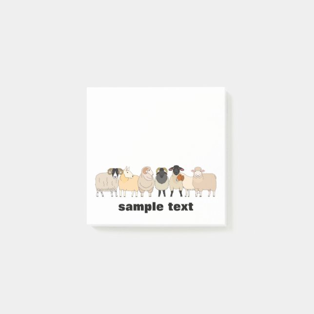 Post-it® cartoon sheep group post it. (Devant)