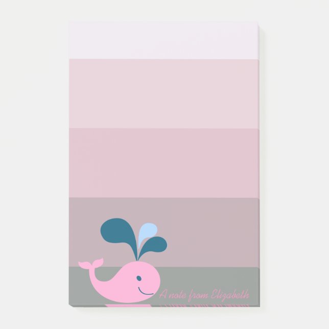 Post-it® Cartoon Whale on Stripes - Personnalisé (Devant)