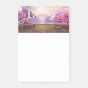 Post-it® Cascades et cerisiers au bord d'un lac