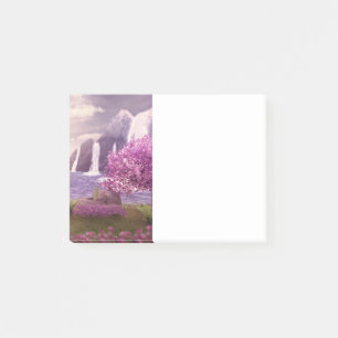 Post-it® Cascades et cerisiers au bord d'un lac