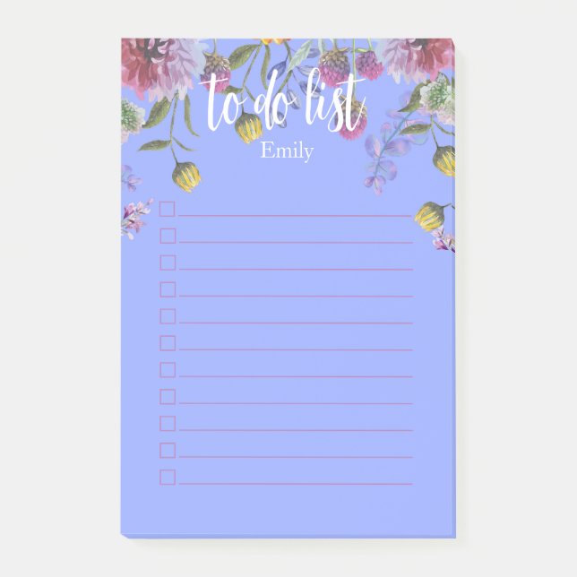 Post-it® Case à cocher Fleurs de lave aquarelle à faire Lis (Devant)