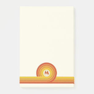 Post-it® Cercles et lignes de style rétro jaune et orange