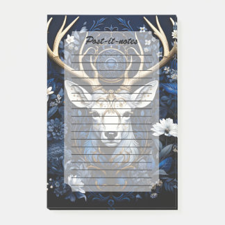 Post-it® Cerf gothique floral céleste de minuit