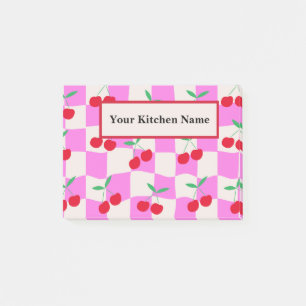 Post-it® Cerises à carreaux sur damier rose personnalisé