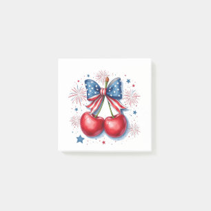 Post-it® Cerises avec Coquette Bow 4 juillet Américain