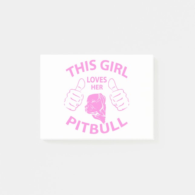 Post-it® "Cette fille rose aime son pitbull" (Devant)