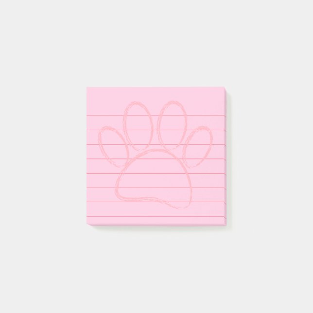 Post-it® Chalk Art Chien rose Empreinte de patte Lined 3x3 (Devant)