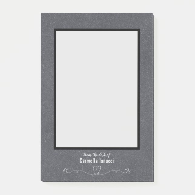 Post-it® Chalkboard Design Nom personnalisé Coeur fleurit (Devant)