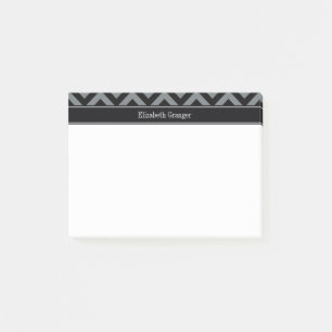 Post-it® Charbon noir LG noir Chevron Nom noir Monogramme