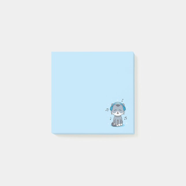 Post-it® Chat avec casque Post It Notes / Bleu (Devant)