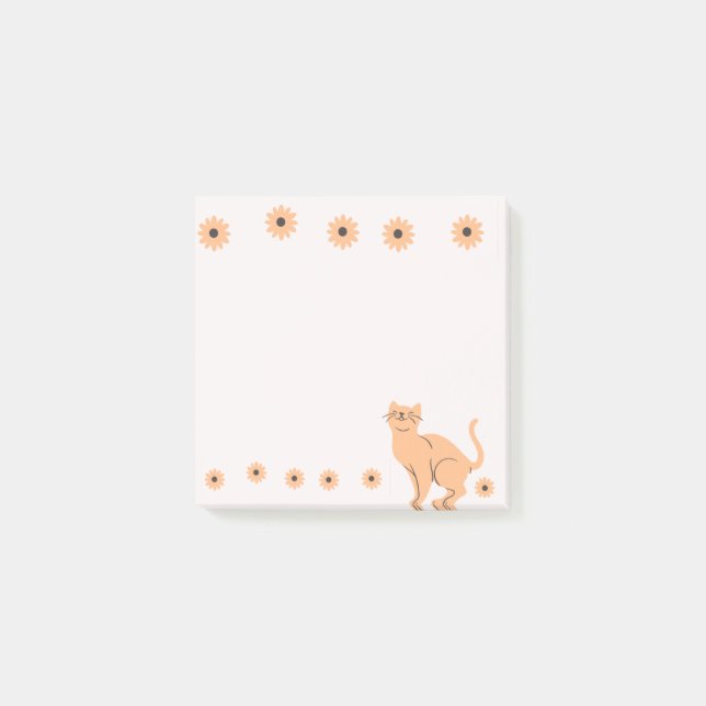 Post-it® Chat avec fleur (Devant)