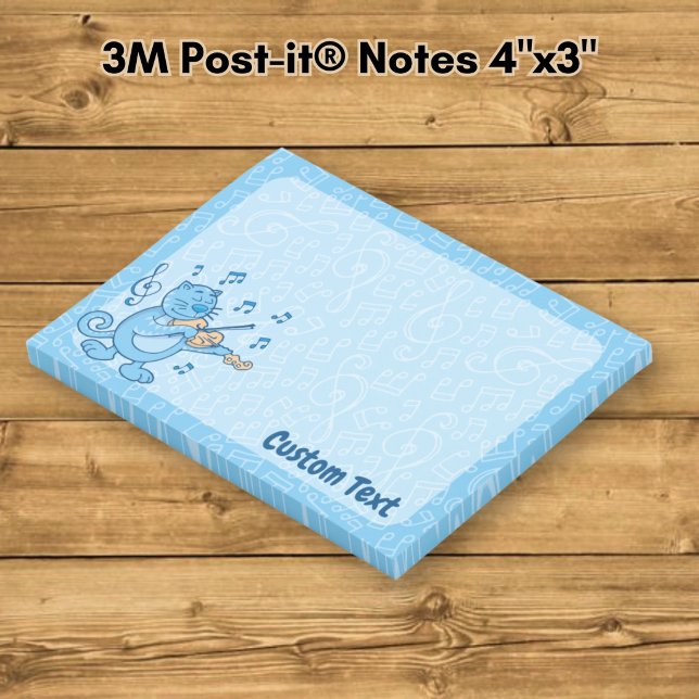 Post-it® Chat bleu avec notes de violon (Créateur téléchargé)