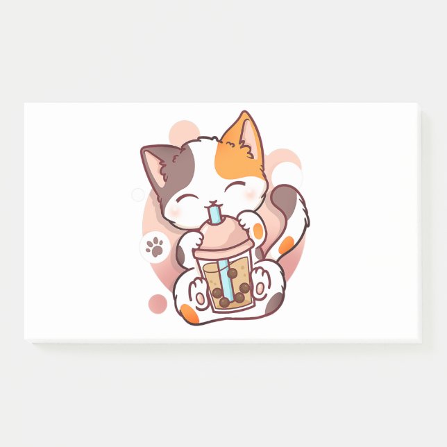 Post-it® Chat Boba Tea Bubble Tea Anime Kawaii Neko pour fi (Devant)
