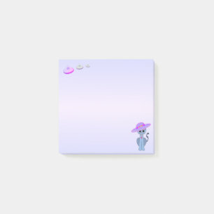 Post-it® Chat dans un Casquette et soucoupes volantes