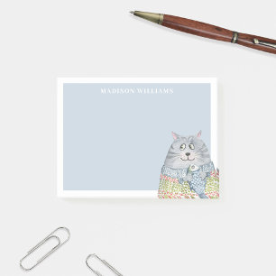 Post-it® Chat d'aquarelle mignonne avec nom personnalisé