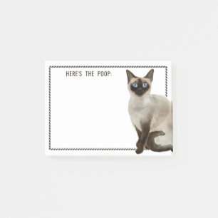 Post-it® Chat de Siamese   Texte modifiable Voici le caca