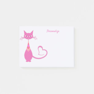 Post-it® Chat en céramique rose Art déco Retro Personnali