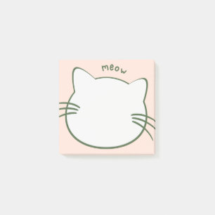 Post-it® Chat en forme vert jaune mignon Meow