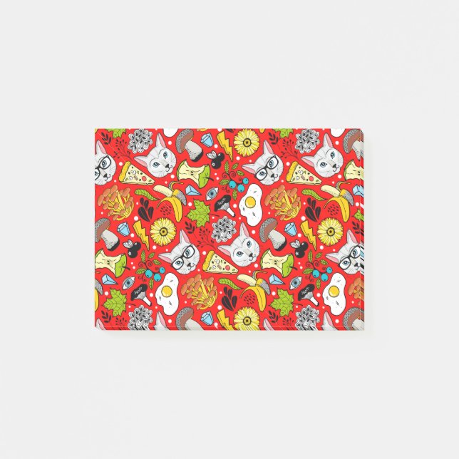 Post-it® Chat et oeuf sur le rouge (Devant)