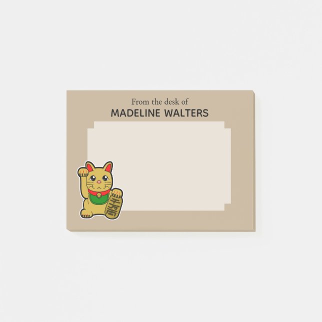 Post-it® Chat Japonais Golden Beckoning Personnalisé (Devant)