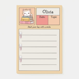 Post-it® Chat Mignon Kawaii sur Livres Personnalisé