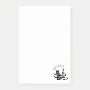 Post-it® Chat noir avec fleurs et expression portugaise