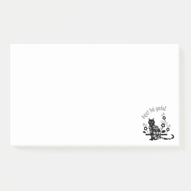 Post-it® Chat noir avec fleurs et expression portugaise (Devant)