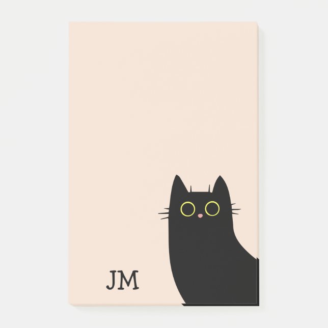 Post-it® Chat noir mignon dans le style Mid Century (Devant)